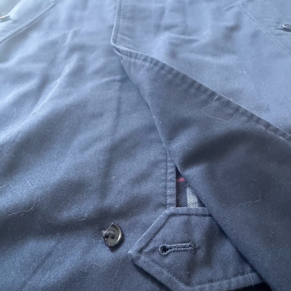 Authentic Vintage Burberry Navy Trench Coat Mens 42 Women’s 12/14 - Picture 7 of 12